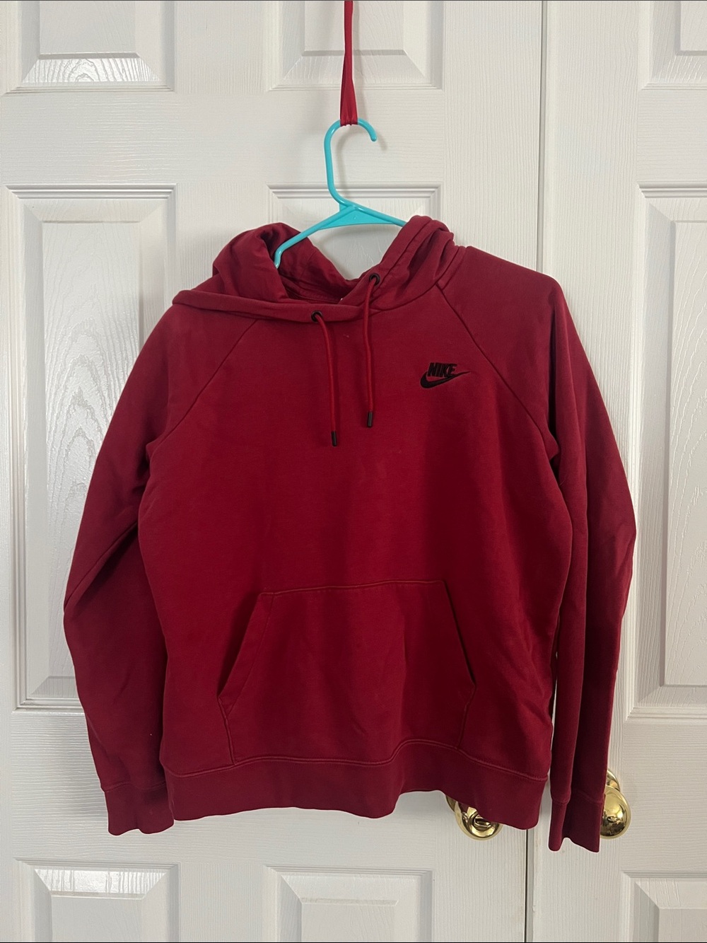 Nike Men's Maroon Crewneck Hoodie with Black Logo